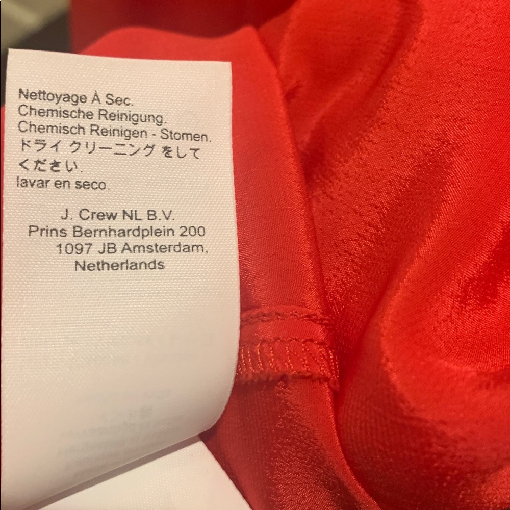 J Crew Smocked Trim Maxi Dress Red Crepe De Chine NWT Sz 6 Tie In Back - Picture 7 of 14